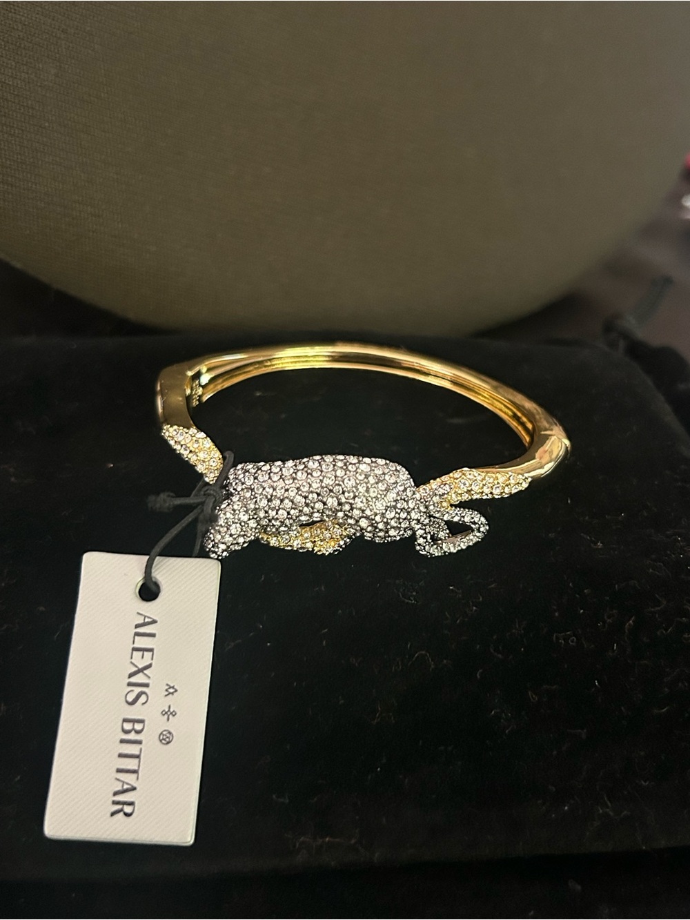 Alexis Bittar Gold and Clear Crystal Panther Hair Clip